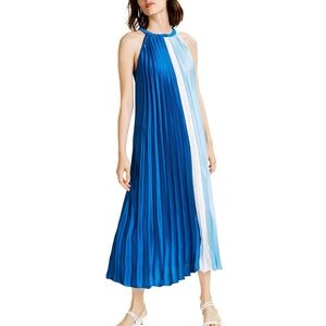 Women's Colorblocked Pleated Midi Dress